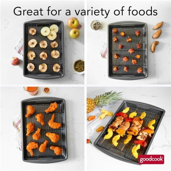 GoodCook 15” x 10.5” Nonstick Carbon Steel Baking Pan & Raised Wire Rack – - Picture 5 of 14